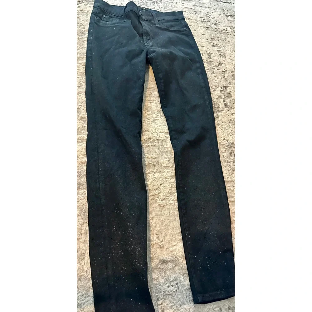 Hudson Nico Super Skinny Midrise Jeans Black Glitter Sparkle WM407DIY Size 27